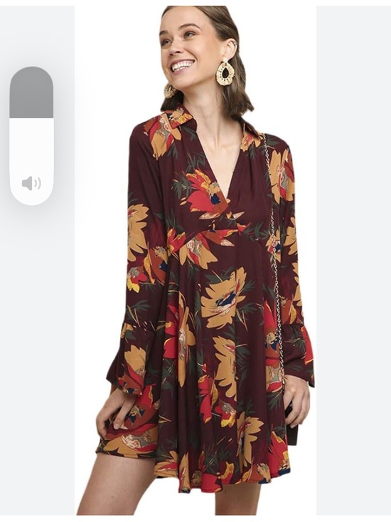 Umgee Dresses & Skirts - Umgee Burgundy Floral Long-Sleeve Dress small NWOT